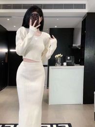 Dress Knitted Jumpsuit Short Designer Skirt Hot Style Pencil Skirt Personality Long-sleeved Dress Buttons Letter Embroidery Zipper Sexy Dress Clothing0WH3