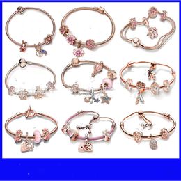 designer charm pandoras bracelet charm Pan Jiaduola S925 Silver Rose Gold Galaxy Love Shining Zou Ju Bracelet Set Fashion and Elegance Bracelet for Women