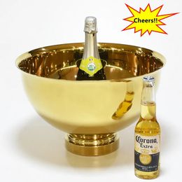 Home Party Golden Champagne Bowl 304 Stainless Steel Beer Bucket Keg Double Wall Red Wine Cooler Ice Bar 240122