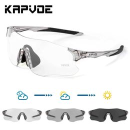 Outdoor Eyewear Kapvoe New Outdoor Running Eyewear Men Women Photochromic Cycling Glasses Mountain Bike Riding Goggles Bicycle Hiking Sunglasses 240122