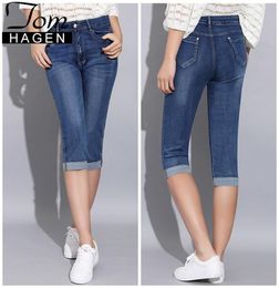 Tom Hagen 2019 Summer Skinny Jeans Woman Pants With High Waist Jeans Women Plus Size Women039s Denim Female Stretch Knee Length2895986