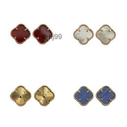 Stud Designer Earring Classic Four Leaf Clover 18k Gold Multiple Colours Luxury Jewellery for Women Valentine Day Gift Girlfriend with BoxHUYO