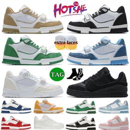 Fashion Casual Shoes Virgil Trainer Embossed Low Denim Abloh Yellow Blue Red Green Overlays Jogging Walking Sports Sneakers DHgate Runner Brand Platform