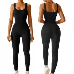 Active Sets Ribbed Fitness Sports Jumpsuit Overalls Gym Clothing Yoga Set Wear Pilates Workout Clothes For Women Outfit Push-up Activewear