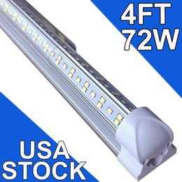 LED Shop Light Fixture, 4FT 72W 6500K Cold White, 4 Foot T8 Integrated LED Tube Lights, Plug in Warehouse Garage Lighting, V Shapes, Highs Output, Linkable usastock