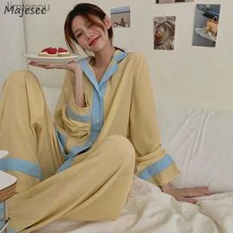 Women's Sleep Lounge Pyjama Sets Womens Japanese Style Simple Patchwork Autumn Large Size S-3XL Lounge Basic Tender Sleepwear Cosy Ins Design LadiesL240122