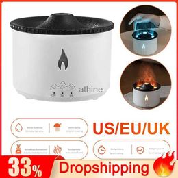 Humidifiers Flame Air Humidifier Jellyfish Electric Aroma Diffuser Lava Volcano Effect Air Diffuser Mist Maker Machine remote control switch YQ240122