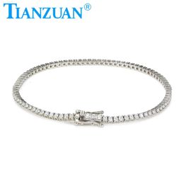 925 Sterling Silver Hip Hop Iced Out 2mm White Round Brillant Moissanite Tennis Chain Bracelet Synthetic Diamond Jewellery