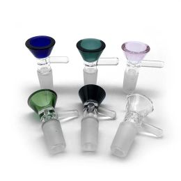 14mm 18mm Male Thick Glass Bong Slides Bowl With Handle Funnel Hourglass Smoking For Glass Water Bongs bongs smoking bowls ZZ