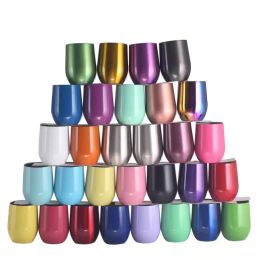 12oz Wine Tumbler Double Wall Egg Shape Cups Stainless Steel Tumblers With Lid Insulated Glasses Wedding Favours ZZ