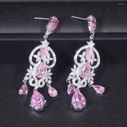 Dangle Earrings Luxury Trendy Water Drop Earring For Women Wedding Cubic Zirconia Dubai Bridal Costume Jewelry Summer Party E5467