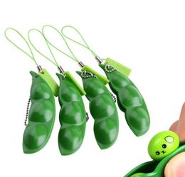 100PCS SqueezeaBean Keychain Fidget Squishy Pea Pod Key Ring Soybean Squeeze Beans toy Stress Relief AntiAnxiety Kids Adult Toy2841929