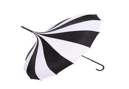 Umbrellas Wedding Pography 16 Bone Sun Selling Black And White Pagoda Long Handle Princess 6808032