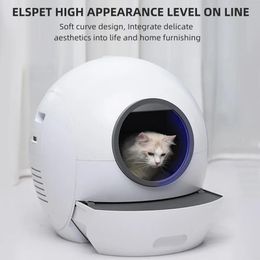 Boxes Smart Litter Box Wifi Automatic Large Cat Toilet Drawer Type Fully Closed Remote Control Anti Splash High Fence Self Cleaning