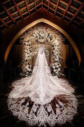 New Wedding Veils Cheap Lace Sequins Appliqued White Ivory Tulle Wedding Bridal Veil 3M Long One Layer3778908