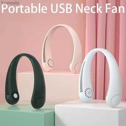 Electric Fans USB Rechargeable Neck Fan Headphone Design Fast Cooling Portable Hanging Neck Fan 3 Speeds Silent Bladeless Fan Outdoor SportsL240122