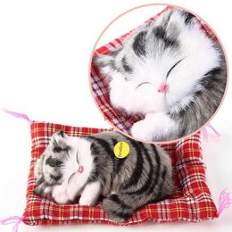 Plush Dolls Stuffed Toys Lovely Simulation Animal Doll Plush Sleeping Cats Toy with Sound Kids Toy Decorations Birthday Gift For Children