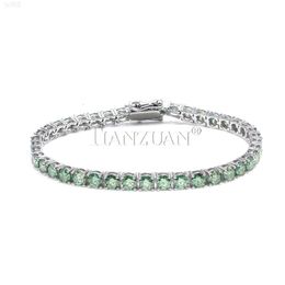 925 Sterling Silver Vvs Green Full Moissanite Tennis Bracelet Iced Out Single Row Bracelet Necklace Jewelry