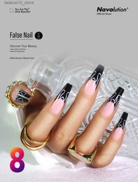 False Nails Navolution 24Pcs/Set DIY Manicure Wearable Fake Nails press on Detachable Finished Fingernails Ballet Square Head Almond Short Q240121