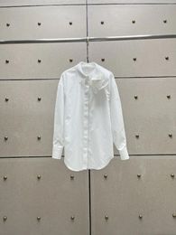 Women's Blouses 2024 Women Fashion Long Sleeve Sexy Casual Flower Collar Poplin White Shirt 1008