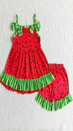 Whole Kids Designer Clothes Girl Set Watermelon Summer Baby Girls Clothing Sleeveless Ruffler Shorts Fashion Kid Children Todd4346786