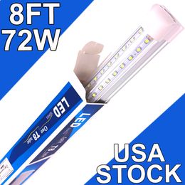 LED T8 Integrated Single Fixture, 8FT 7200lm, 6500K Super Bright White, 100W Utility LED Shop Light, Ceiling and Under Cabinet Light Corded Electric Garage usastock