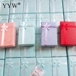 Display 16pcs/Lot Jewellery Sets Display Box Cardboard Necklace Earrings Ring Box 5*8 Packaging Gift Box With Sponge Satin Ribbon