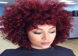 10cm 4 inch Afro Kinky Curly Synthetic Wigs HighTemperature Fibre Wig Simulation Human Hair Pelucas XP93765775986