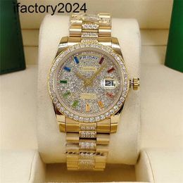 Top Ap Moissanite Mens Watches Automatic Vvs Silver Diamonds Pass Test Automatic Movement A Classic Fashion WatchIn the middle inlaid with colored size 36mm sapphir
