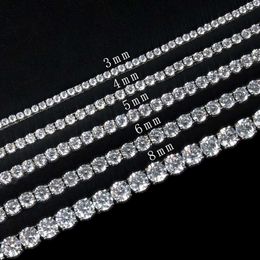 2mm Width Sterling Silver Bracelet Tennis Chain Iced Out 925 Cz Moissanite Hip Hop Jewellery Necklace