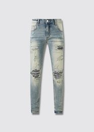 Mens Purple Jeans Designer Jeans Fashion Distressed Ripped Bikers Womens Denim Cargo for Men Black P 516