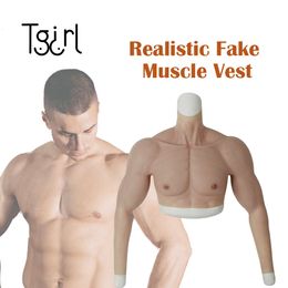 Costume Accessories Cosplay Upper Muscle Men Suit with Arm Blood Vessels Stretchy Silicone Fake Chest for Crossdresser Transgender Thin Edges