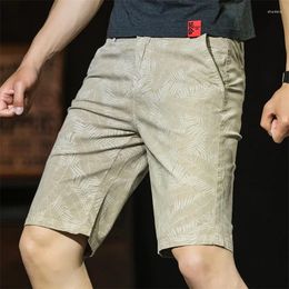 Men's Shorts 2024 Summer Thin Cotton Print Korean Fashion Slim Fit Capris Sports Large Stretch Breathable Casual