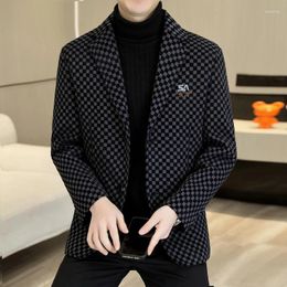 Men's Suits 2024 High Quality Fashion Everything Handsome Trend Leisure Business Men Checkerboard Spring And Autumn