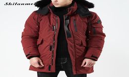 Plus Size Men Parkas Jackets Fur Hooded Coat Wine Red Winter Long Jacket Men039S Parka Hombre Padded Thick Overcoat Army Green 2327359