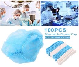 100pcs Hair Salon Travel Stretch Hat el Home Elastic Disposable Shower Cap Dustproof Bouffant Non Woven Fabric Portable Spa1276243