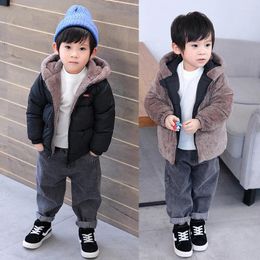 Jackets 2024 Winter Children Fleece Jacket Baby Boys Girls Cashmere Cartoon Bear Ears Hooded Coat Clothes 1-6 Year Kids Outerwear Outfit