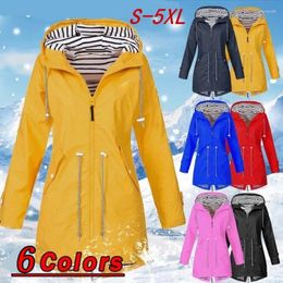 Women's Trench Coats Fashion Hooded Windproof Raincoat Zipper Casual Waterproof Drawstring Rain Jackets Mountaineeri Clothes