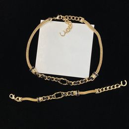 18k Gold Chain Bracelet Necklace Designer Lover Necklace Charm Bracelet Letter For Woman Jewellery Sets