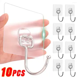 Hooks 10/1Pcs Transparent Wall Stainless Steel Strong Self Adhesive Door Hangers Load Rack Kitchen Bathroom Accessories