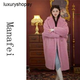 Top Maxmaras Teddy Bear Coat Womens Cashmere Coats Internet Celebrity Hot Selling m Family Original Replica Long Camel Velvet Silhouette Wool Winter Warmth Versati