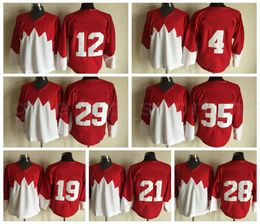 Men Ice Hockey 1972 Retror 21 STAN MIKITA Jersey 28 BOBBY CLARKE 29 KEN DRYDEN 35 TONY ESPOSITO YVAN COURNOYER Stitched Red White3035225