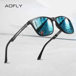 Sunglasses AOFLY BRAND Polarized Men's Sunglasses Aluminum magnesium Temple Anti-Glare Mirror Lens Driving Square Sun glasses Male UV400 YQ240120