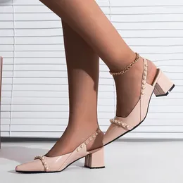 Dress Shoes Pearl Light Luxury Women Nude Colour Pointed Temperament High Heels Fashion Miss Single Women's Sandals