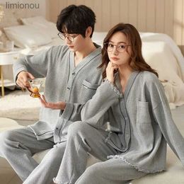 Women's Sleep Lounge Couple Sleepwear Men Woman Pajamas Sets Cotton Pajamas Loungewear Homewear Kaii Clothes Loose Long Sleeve Trouser Autumn TopsL240122