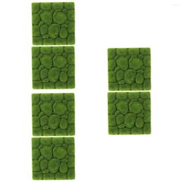 Decorative Flowers 6 Pcs Foam Flocking Simulation Moss Green Plant Background Wall Fake Mat Faux Artificial Ornament Decor Micro Scene