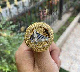 2022 Curry Basketball Warriors Team Champions Championship Ring with Wooden Display Box Souvenir Men Fan Gift Jewellery Z1UJ