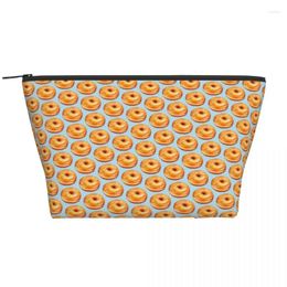 Cosmetic Bags Bagel Food Funny Pattern Trapezoidal Portable Makeup Daily Storage Bag Case For Travel Toiletry Jewellery