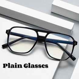 Sunglasses Fashion Large Frame Double Beam Anti-blue Light Glasses Transparent Computer Retro Tide Optical Spectacle