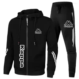 Men's Tracksuits Sport Zipper Triple Slant Hoodie Jacket Sports Brand Printed Hoodies Pants Two Piece Sets Male Fitness Clothing